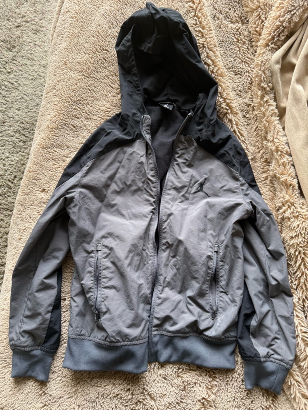Jordan Two-Tone Black and Gray Hooded Windbreaker